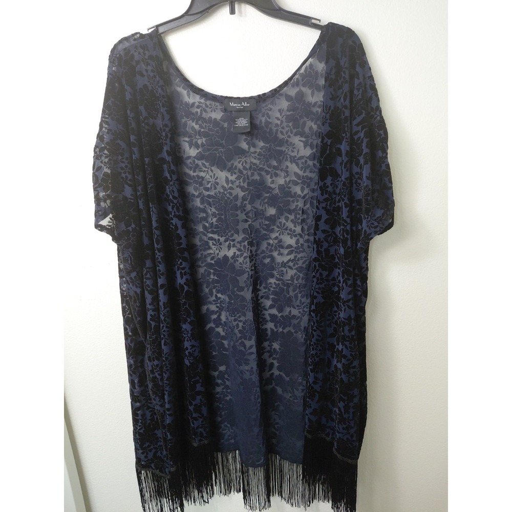 Marcus Adler Women Open Front Cardigan Floral Boho Y2k LagenLook Velvet Burnout